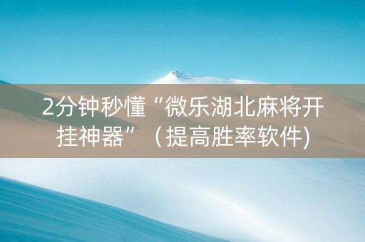 2分钟秒懂“微乐湖北麻将开挂神器”（提高胜率软件)