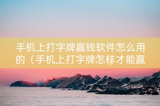 手机上打字牌赢钱软件怎么用的（手机上打字牌怎样才能赢得到钱）
