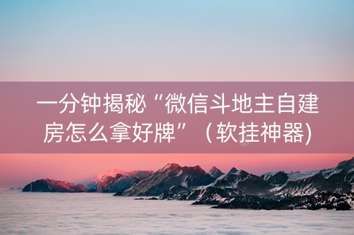 一分钟揭秘“微信斗地主自建房怎么拿好牌”（软挂神器)