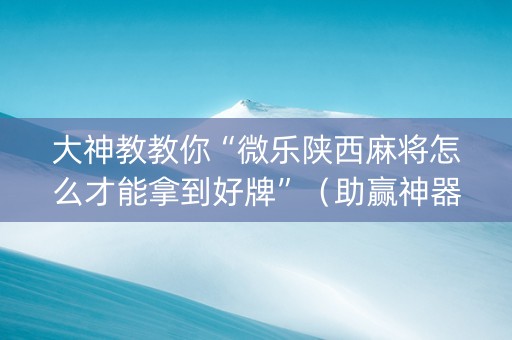 大神教教你“微乐陕西麻将怎么才能拿到好牌”（助赢神器)