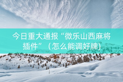 今日重大通报“微乐山西麻将插件”（怎么能调好牌)