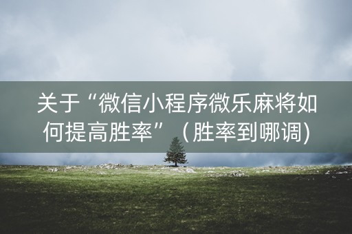 关于“微信小程序微乐麻将如何提高胜率”（胜率到哪调)