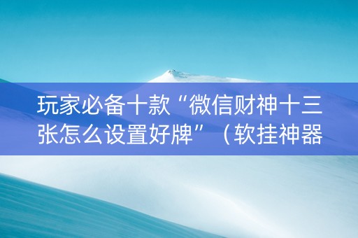 玩家必备十款“微信财神十三张怎么设置好牌”（软挂神器)