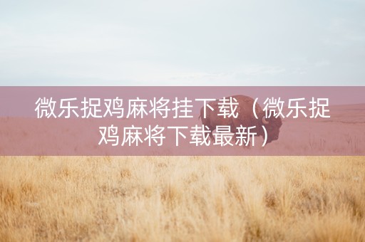 微乐捉鸡麻将挂下载（微乐捉鸡麻将下载最新）