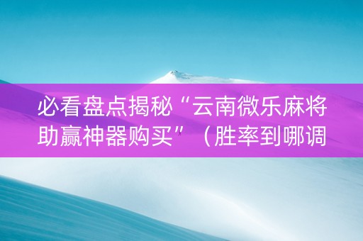 必看盘点揭秘“云南微乐麻将助赢神器购买”（胜率到哪调)