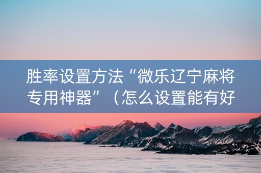 胜率设置方法“微乐辽宁麻将专用神器”（怎么设置能有好牌)