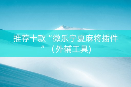 推荐十款“微乐宁夏麻将插件”（外辅工具)