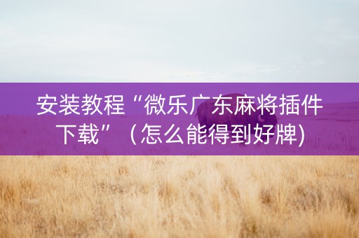 安装教程“微乐广东麻将插件下载”（怎么能得到好牌)