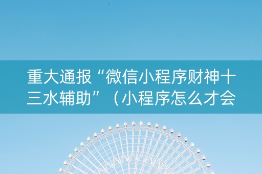 重大通报“微信小程序财神十三水辅助”（小程序怎么才会赢)
