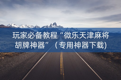 玩家必备教程“微乐天津麻将胡牌神器”（专用神器下载)