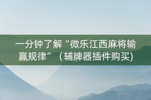 一分钟了解“微乐江西麻将输赢规律”（辅牌器插件购买)