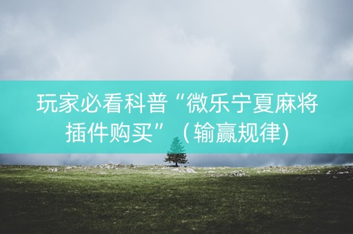 玩家必看科普“微乐宁夏麻将插件购买”（输赢规律)