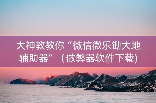 大神教教你“微信微乐锄大地辅助器”（做弊器软件下载)