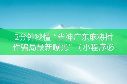 2分钟秒懂“雀神广东麻将插件骗局最新曝光”（小程序必赢神器)