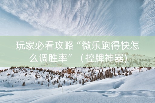玩家必看攻略“微乐跑得快怎么调胜率”（控牌神器)