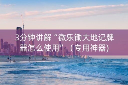 3分钟讲解“微乐锄大地记牌器怎么使用”（专用神器)