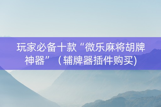 玩家必备十款“微乐麻将胡牌神器”（辅牌器插件购买)