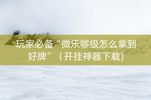 玩家必备“微乐够级怎么拿到好牌”（开挂神器下载)