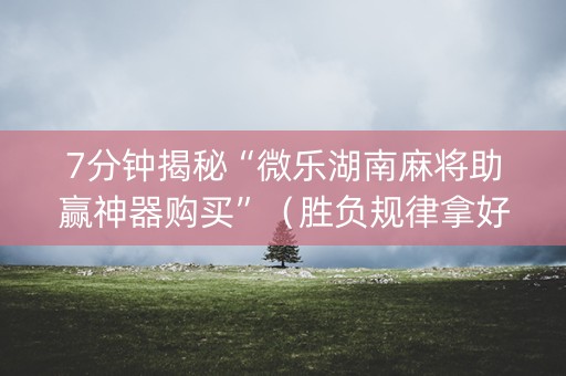 7分钟揭秘“微乐湖南麻将助赢神器购买”（胜负规律拿好牌)