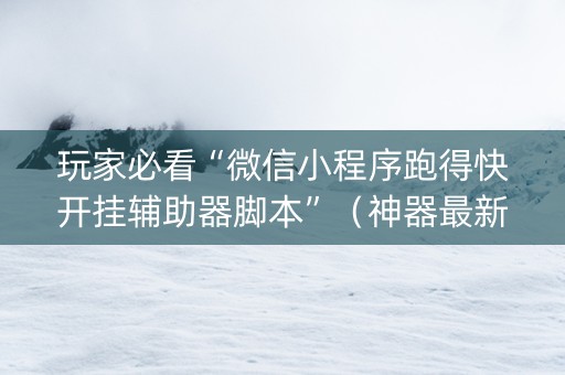 玩家必看“微信小程序跑得快开挂辅助器脚本”（神器最新免费)