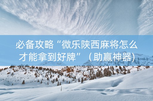 必备攻略“微乐陕西麻将怎么才能拿到好牌”（助赢神器)