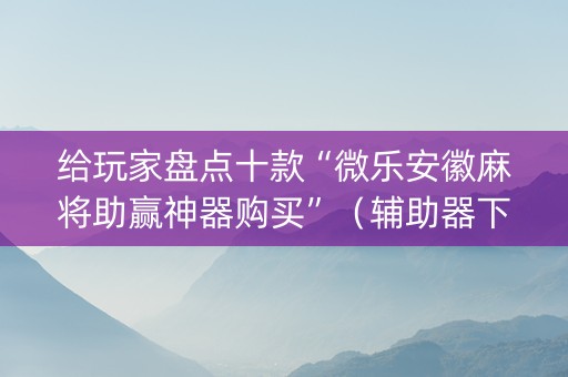 给玩家盘点十款“微乐安徽麻将助赢神器购买”（辅助器下载)