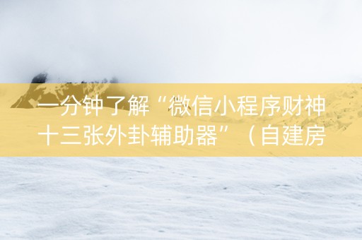 一分钟了解“微信小程序财神十三张外卦辅助器”（自建房怎么赢)