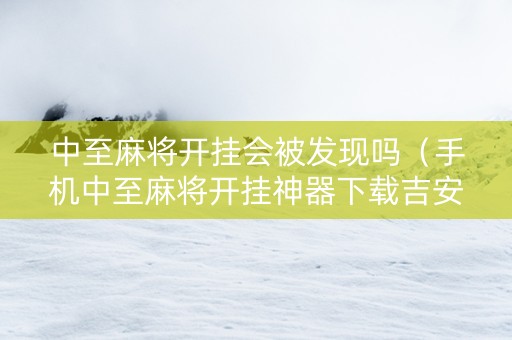 中至麻将开挂会被发现吗（手机中至麻将开挂神器下载吉安）