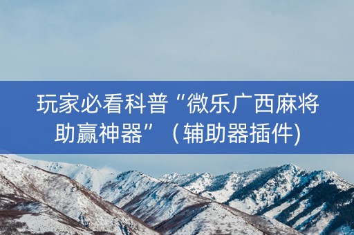 玩家必看科普“微乐广西麻将助赢神器”（辅助器插件)