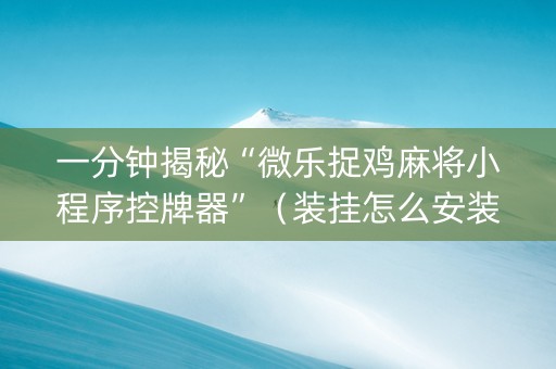 一分钟揭秘“微乐捉鸡麻将小程序控牌器”（装挂怎么安装)
