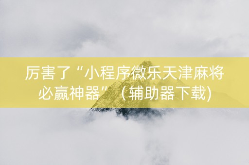 厉害了“小程序微乐天津麻将必赢神器”（辅助器下载)