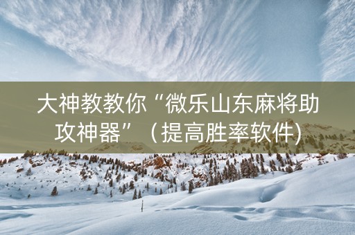 大神教教你“微乐山东麻将助攻神器”（提高胜率软件)