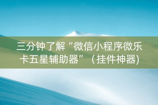 三分钟了解“微信小程序微乐卡五星辅助器”（挂件神器)