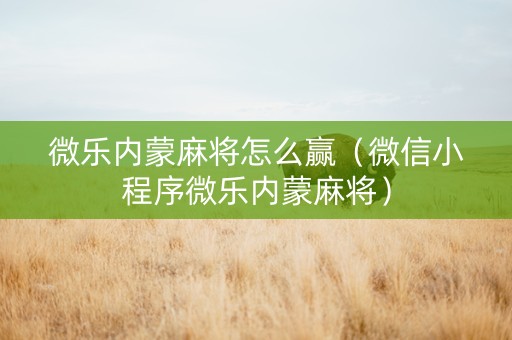 微乐内蒙麻将怎么赢（微信小程序微乐内蒙麻将）