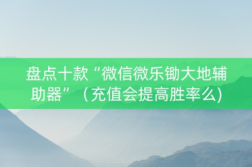 盘点十款“微信微乐锄大地辅助器”（充值会提高胜率么)