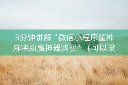 3分钟讲解“微信小程序雀神麻将助赢神器购买”（可以设置输赢吗)