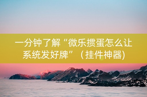 一分钟了解“微乐掼蛋怎么让系统发好牌”（挂件神器)