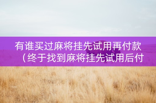 有谁买过麻将挂先试用再付款（终于找到麻将挂先试用后付款）