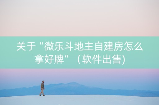 关于“微乐斗地主自建房怎么拿好牌”（软件出售)