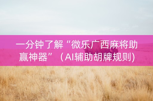 一分钟了解“微乐广西麻将助赢神器”（AI辅助胡牌规则)