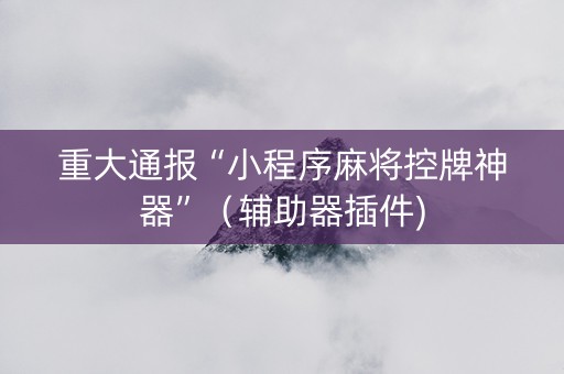 重大通报“小程序麻将控牌神器”（辅助器插件)