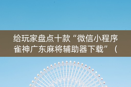 给玩家盘点十款“微信小程序雀神广东麻将辅助器下载”（怎么让系统给你发好牌)