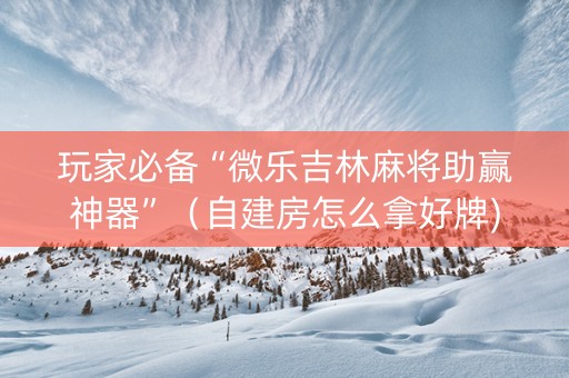 玩家必备“微乐吉林麻将助赢神器”（自建房怎么拿好牌)