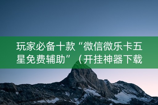 玩家必备十款“微信微乐卡五星免费辅助”（开挂神器下载)