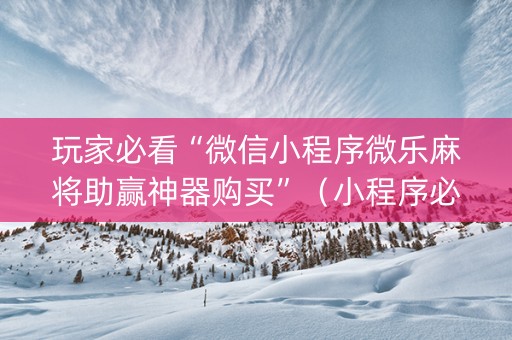 玩家必看“微信小程序微乐麻将助赢神器购买”（小程序必赢神器)