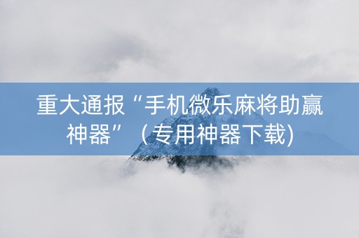 重大通报“手机微乐麻将助赢神器”（专用神器下载)