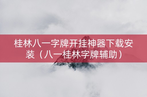桂林八一字牌开挂神器下载安装（八一桂林字牌辅助）
