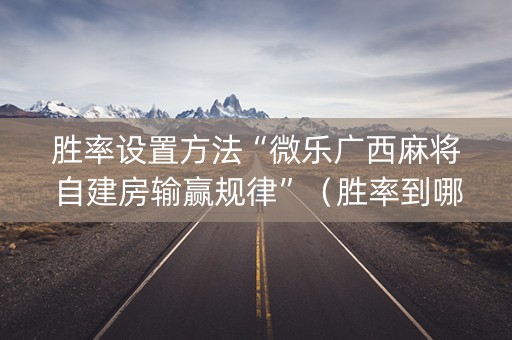 胜率设置方法“微乐广西麻将自建房输赢规律”（胜率到哪调)