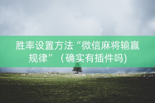 胜率设置方法“微信麻将输赢规律”（确实有插件吗)