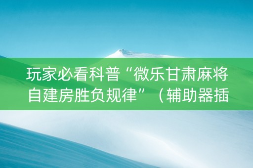 玩家必看科普“微乐甘肃麻将自建房胜负规律”（辅助器插件)